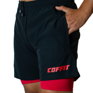 SHORT CON CALZA NEGRO Y ROJO