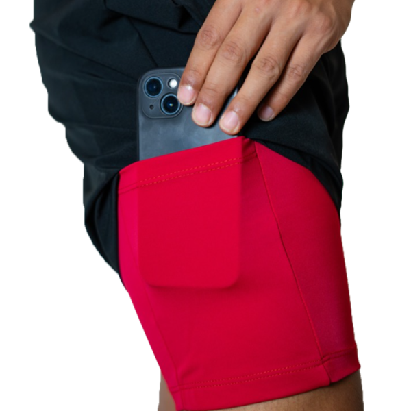 SHORT CON CALZA NEGRO Y ROJO - Imagen 2